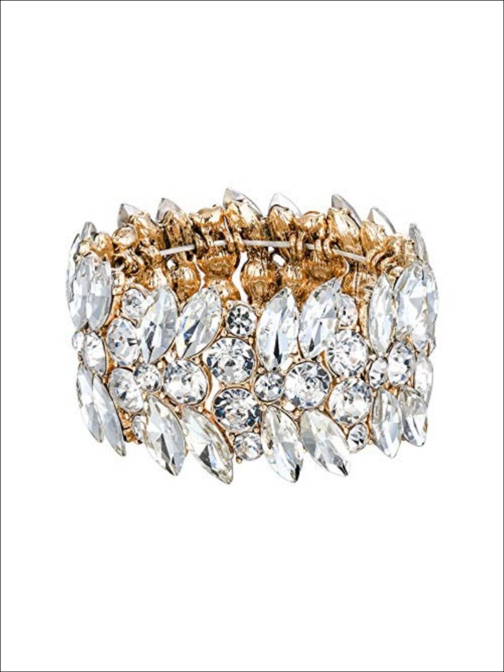 Rhinestone Crystal Art Deco Stretch Bracelet Marquise Wedding Prom